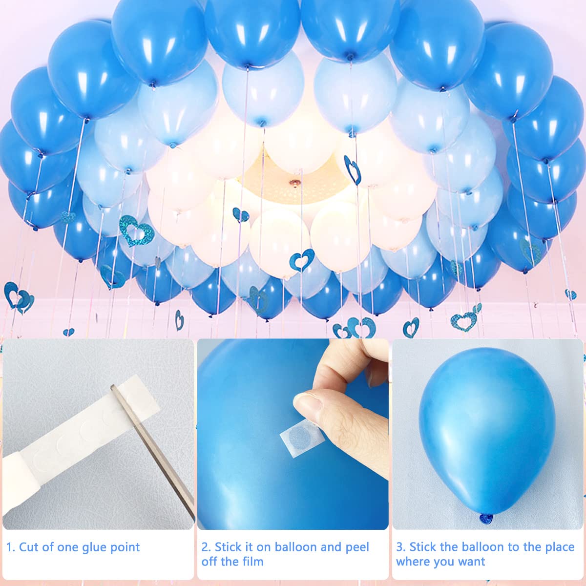 200 PCS Glue Points for Balloons, Removable Sticky Point Tape, Adhesive Double Sided Clear dots for Craft Decoration