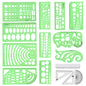 Geometric Drawings Templates Measuring Geometry Rulers 15 Pcs with 1 Pack File Bag for Design School Studying Office Building…