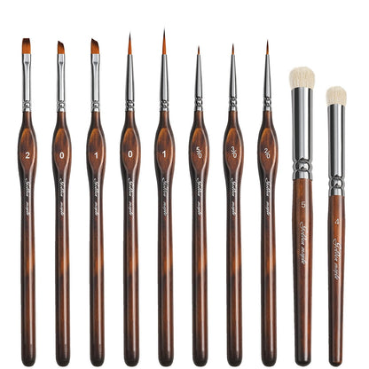Detail Paint Brushes Dry Brushes, Golden Maple 10PC Flat Miniature Dry Paint Brushes Fine Detail Paint Brush Set for Acrylic, Oil, Watercolor & Figurine