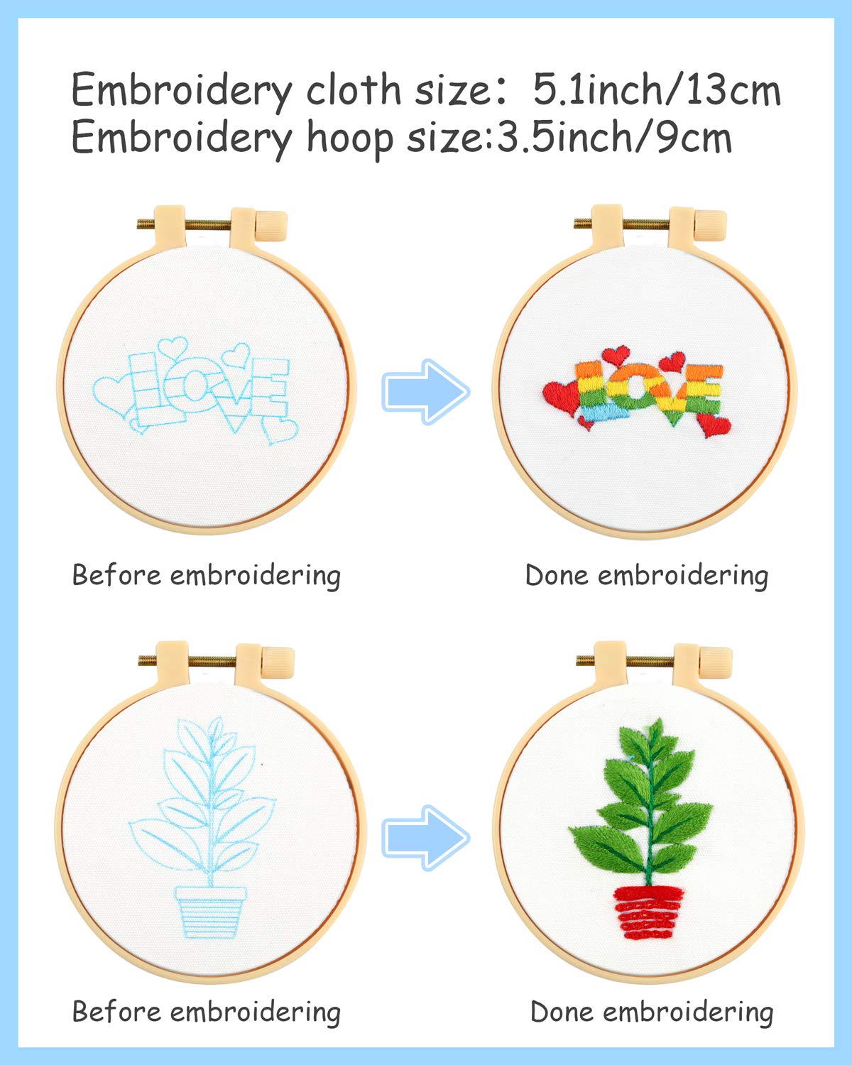 10 PCS Cross Stitch Kits for Beginners, Embroidery Beginner Kits for Kids 7-13, Include Instructions, Cross Stitch Kits with Pattern, Needlepoint Kits for Embroidery Projects