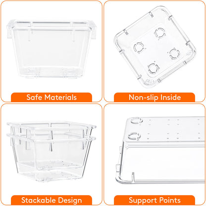 Drawer Organizer 25PCS, 4 Sizes Clear Plastic Desk Drawer Dividers, Storage Separation Bins for Make Up, Kitchen Utensils, Vanity Accessories in Office/Bathroom/Bedroom Organization