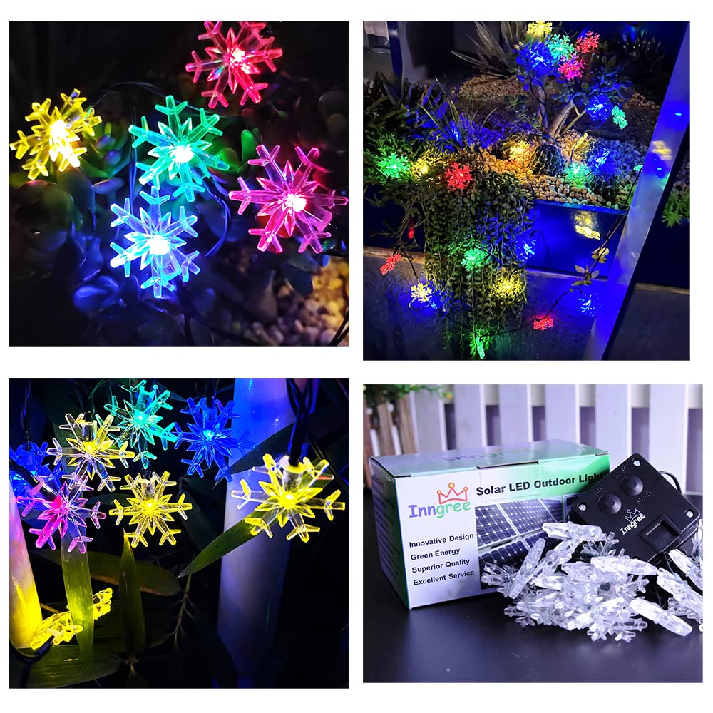 Solar Christmas Fairy String Lights 20 ft 30 LED 8 Modes Solar Snowflake Outdoor Waterproof Powered String Lights for Garden Patio Yard Home Christmas Tree Parties(Multicolor)