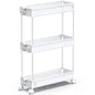 Slim Rolling Storage Cart, 3 Tier Bathroom Storage Organizer Laundry Room Utility Cart Mobile Shelving Unit, Multi-Purpose for Kitchen Office Bathroom Laundry Narrow Places, White