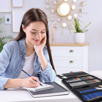 80 Pack Drawing Set Sketching Kit, Pro Art Supplies with 3-Color Sketchbook, Watercolor Pad, Colored, Graphite, Charcoal, Metallic Pencil, for Artist Adults Kids Beginner