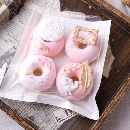 100PCS Heat-Sealable Cookie Bags with Window, 7.1"x7.5" Greaseproof Kraft Paper Bakery Bags for Donuts, Cookies, Bread, Sandwich Packaging