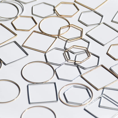 Earrings Beading Hoop for Jewelry Making,   Earrings Findings Hoops Earring Charms Open Bezel Pendant Frame for DIY Craft,Earring Necklace,Crafts Supplies (60 pcs (Round/Square/Hexagon))