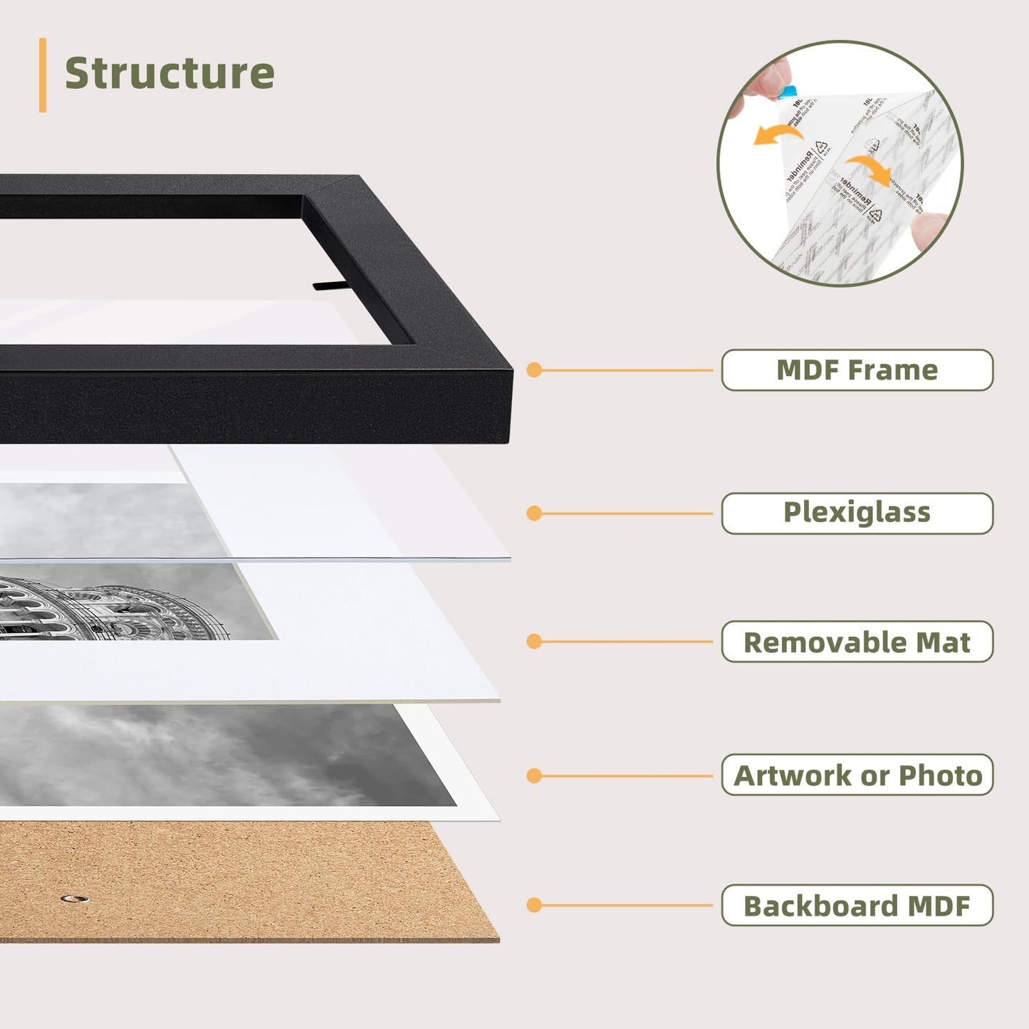 4x6 Picture Frame Set of 5, Black Frames Display Photo 3.5x5 with Mat or 4x6 without, Gallery Wall Frame Set, Wall or Tabletop Display (Black)