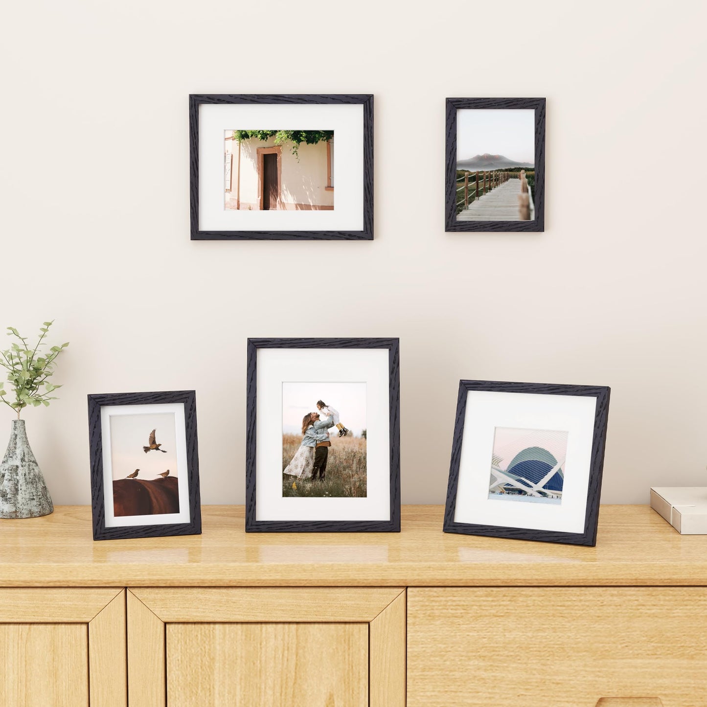 5x7 Black Picture Frame, 5 x 7 Photo Frame, Solid Oak Wood Frame 5 by 7 Frames, 5"x7" Picture Frame with Stand for Tabletop Display, 5x7 Frame Matted to 4x6, Black Frame 5x7, 1 Pack