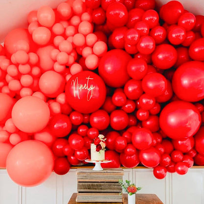 PartyWoo Red Balloons, 140 pcs Matte Different Sizes Pack of 18 Inch 12 Inch 10 Inch 5 Inch Latex Balloons for Balloon Garland or Arch, Birthday Party Decorations, Red-Y57