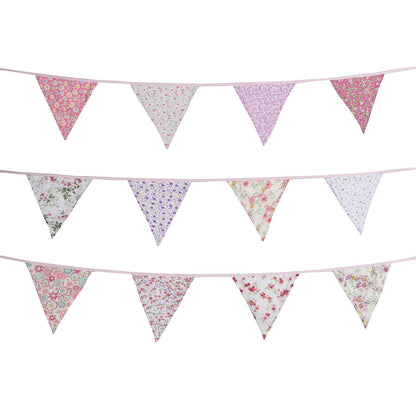 10M/32Ft Triangle Bunting Banner, 36 Pcs Cotton Fabric Flags Pennant Garlands for Birthday Party, Wedding, Baby Shower, Outdoor and Home Decorations (Pink)