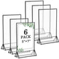 6 Pack 5x7 Inch Clear Acrylic Sign Holders, Double-Sided Black Display Stand Picture Frames for Table Numbers, Menus, Flyers, Weddings, and Offices