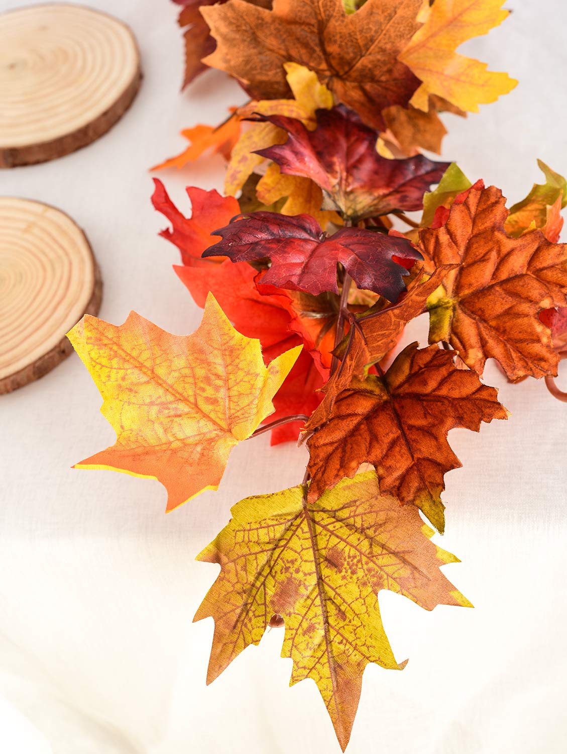 2 Pack Fall Maple Leaf Clearance, 5.9Ft/Piece Hanging Vine Garland Artificial Autumn Foliage Thanksgiving Decor for Home Wedding Fireplace Party Christmas