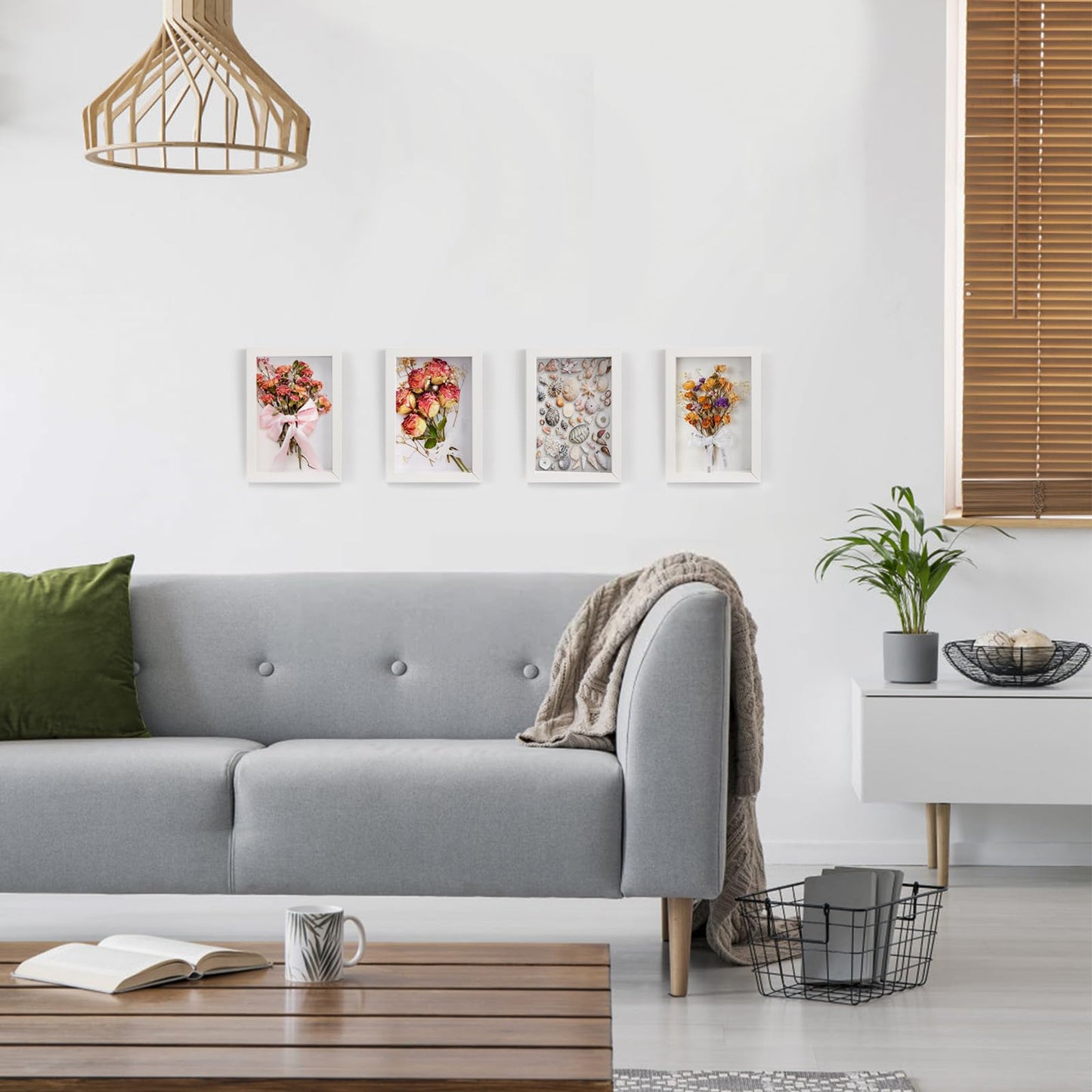 6 Pack 4 x 6 Inches Shadow Box Frame, Small Wood Frame Memory Display Cases,1.2in Depth Picture Frame Case for Dried Flowers, DIY Craft, Memorabilia, Medals and Photos, White