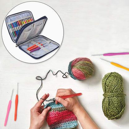 Organizer Case for Interchangeable Circular Knitting Needles, Crochet hooks and Knitting Accessories, Keep All in Place and Easy to Carry, Cats Blue (No Accessories Included)