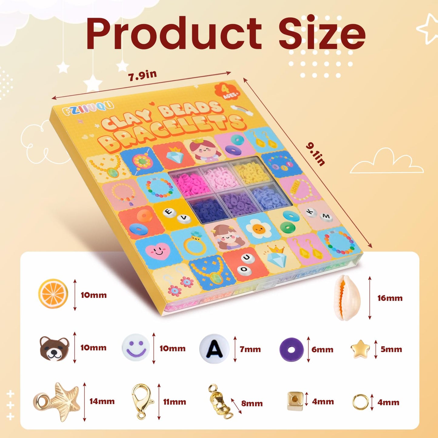 6100Pcs Clay Beaded Bracelet Making Kit for Girls 24 Colors Friendship Bracelet Beads Kit with Letter Beads Polymer Heishi Bead for Jewelry Making