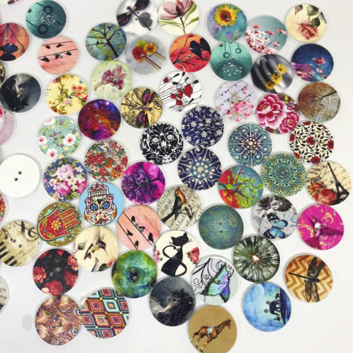 400 Pcs Wooden Buttons - Many Styles Decorative, Cute 3D Buttons for DIY Sewing (20mm, 15mm, 25mm)