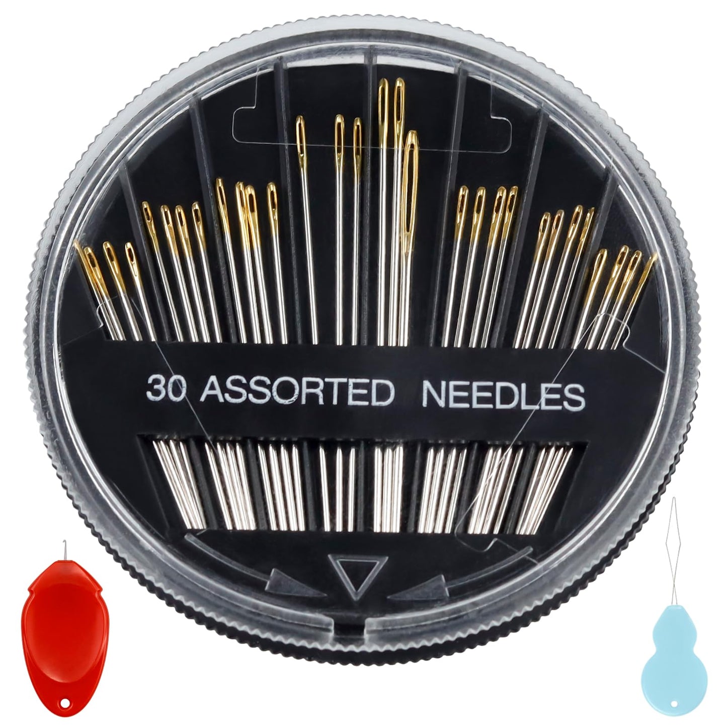 30-Count Premium Hand Sewing Needles, 6 Sizes Embroidery Needles Kit with Threaders for Hand Sewing Crafts,Large Eye Sewing Needle Kit for Art and Craft Projects