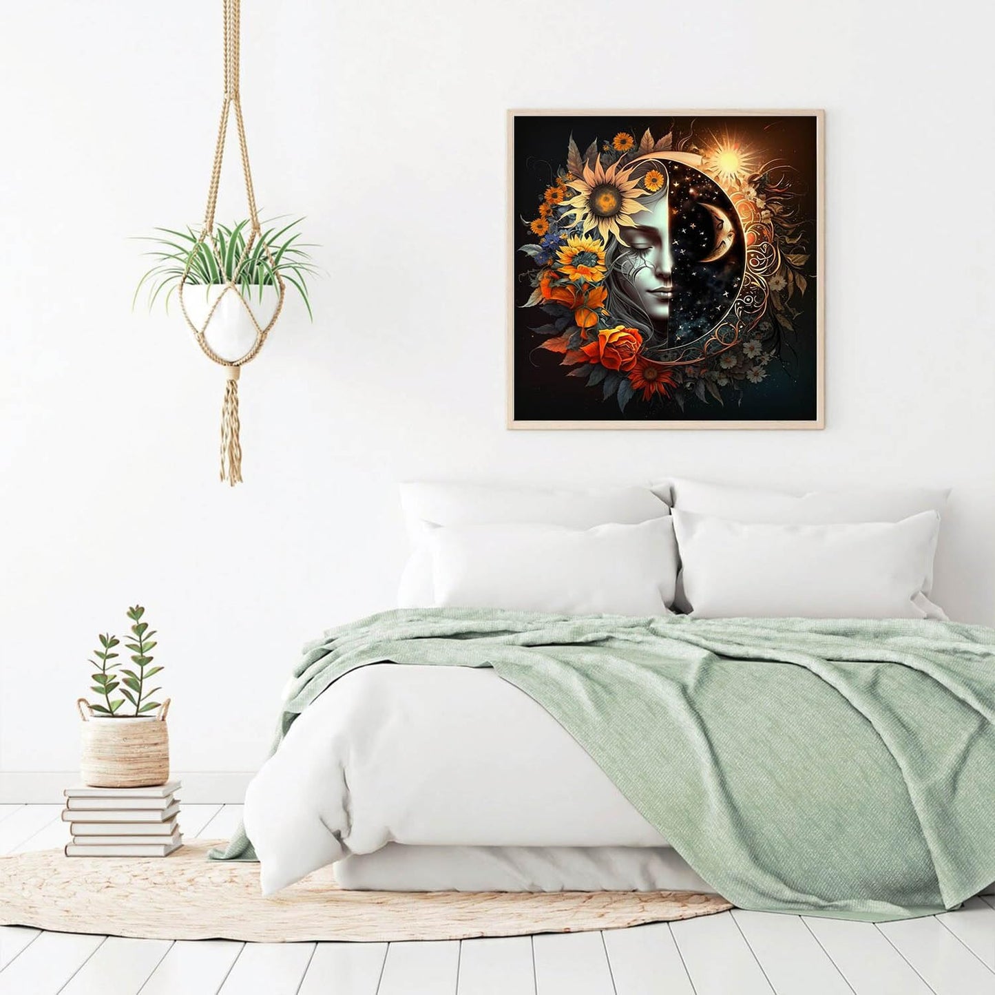 Cross Stitch Kit for Adults - Sun and Moon 11CT Preprinted Easy Pattern Needlepoint Kit