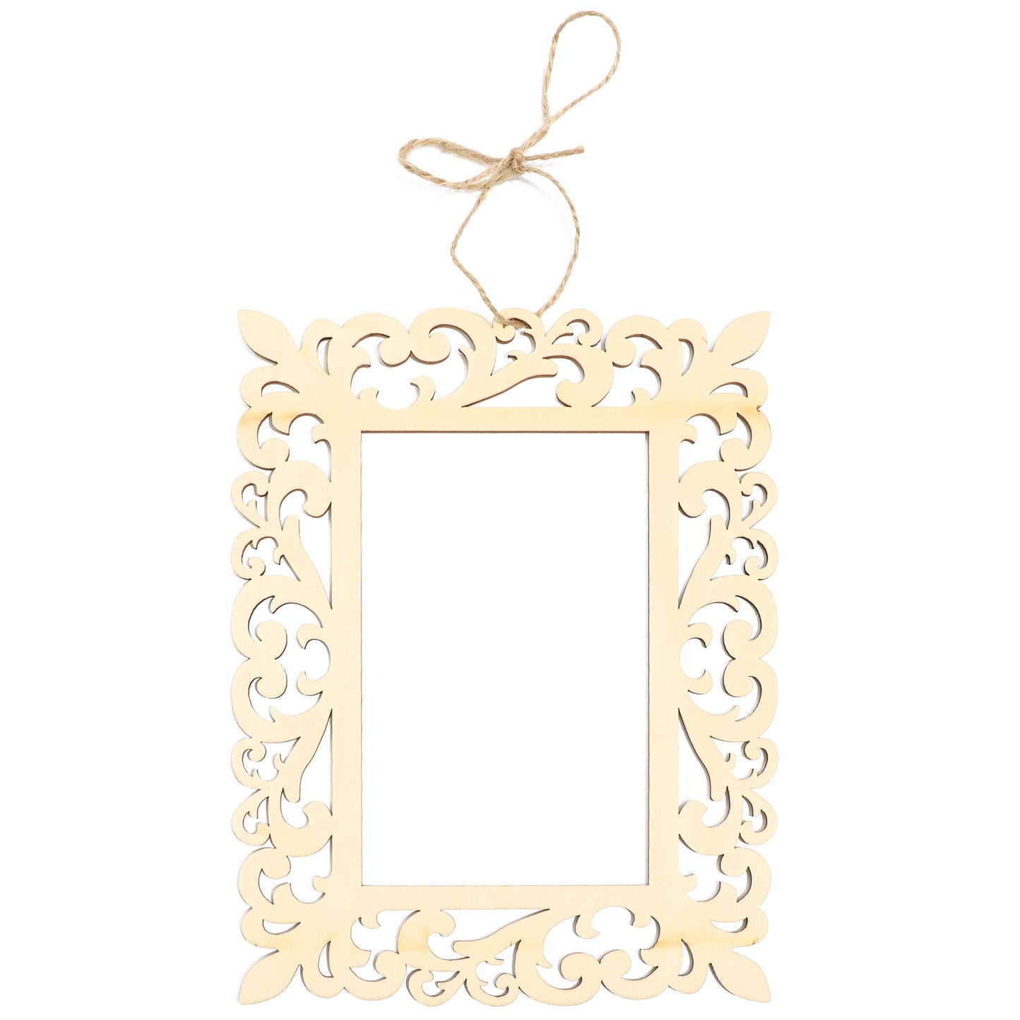 Unfinished Wooden Picture Frames for Crafts with Cutouts and String - Pack of 6