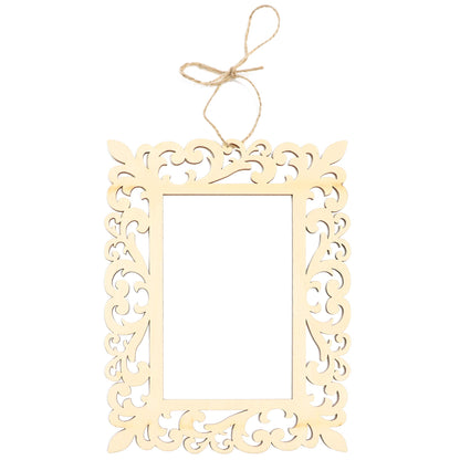 Unfinished Wooden Picture Frames for Crafts with Cutouts and String - Pack of 6