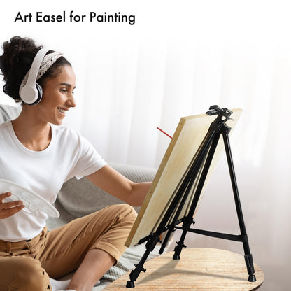 Easel for Painting, Double-Tier Easel Stand, Adjustable Height from 22-66 Inches, Tripod for Painting and Display with Carrying Bag, 66 Inches, Black