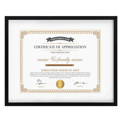 11x14 Black Picture Frame, Display Certificate Document Pictures 8.5x11 with Mat or 11x14 Without Mat, 1 Pack 11 by 14 Frame for Wall Hanging and Table