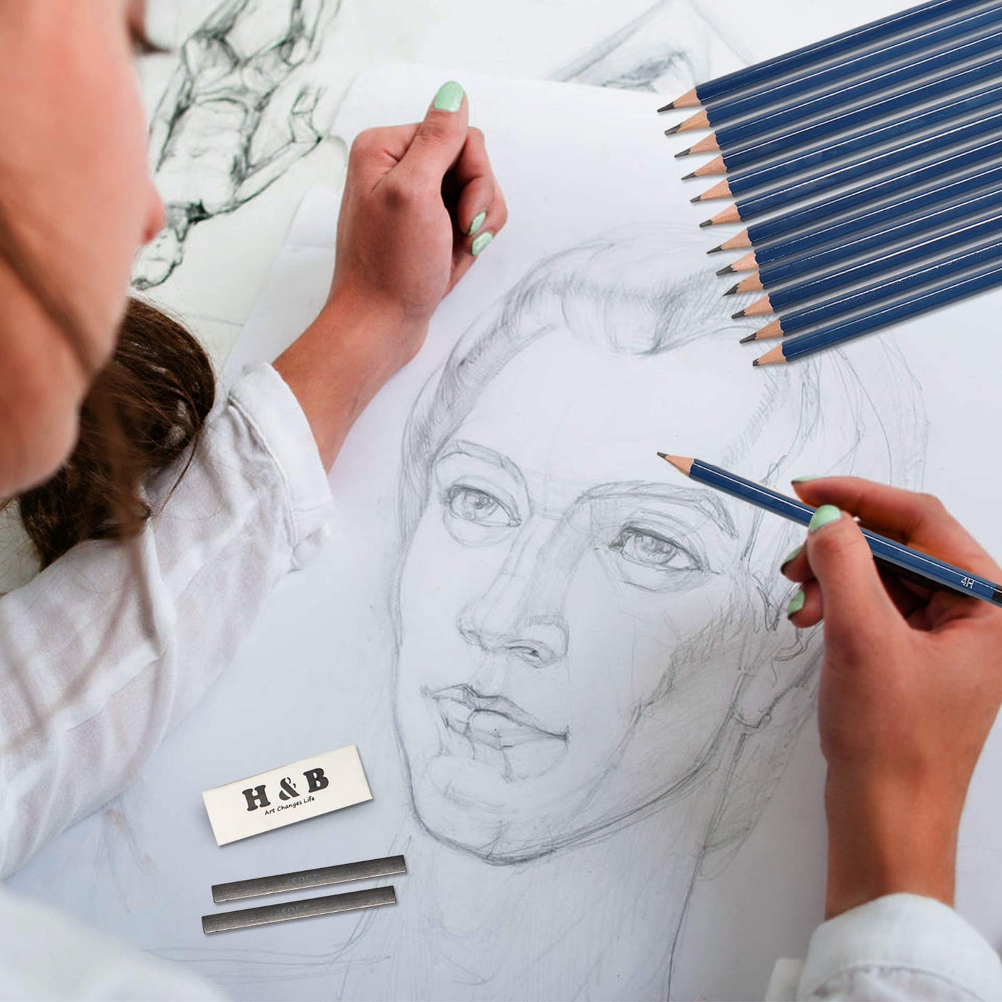 Sketching and Drawing Colored Pencils Set 96-Pieces,Art Supplies Painting Graphite Professional Art Pencils Kit,Gifts for Teens & Adults Drawing Charcoal Tool Set