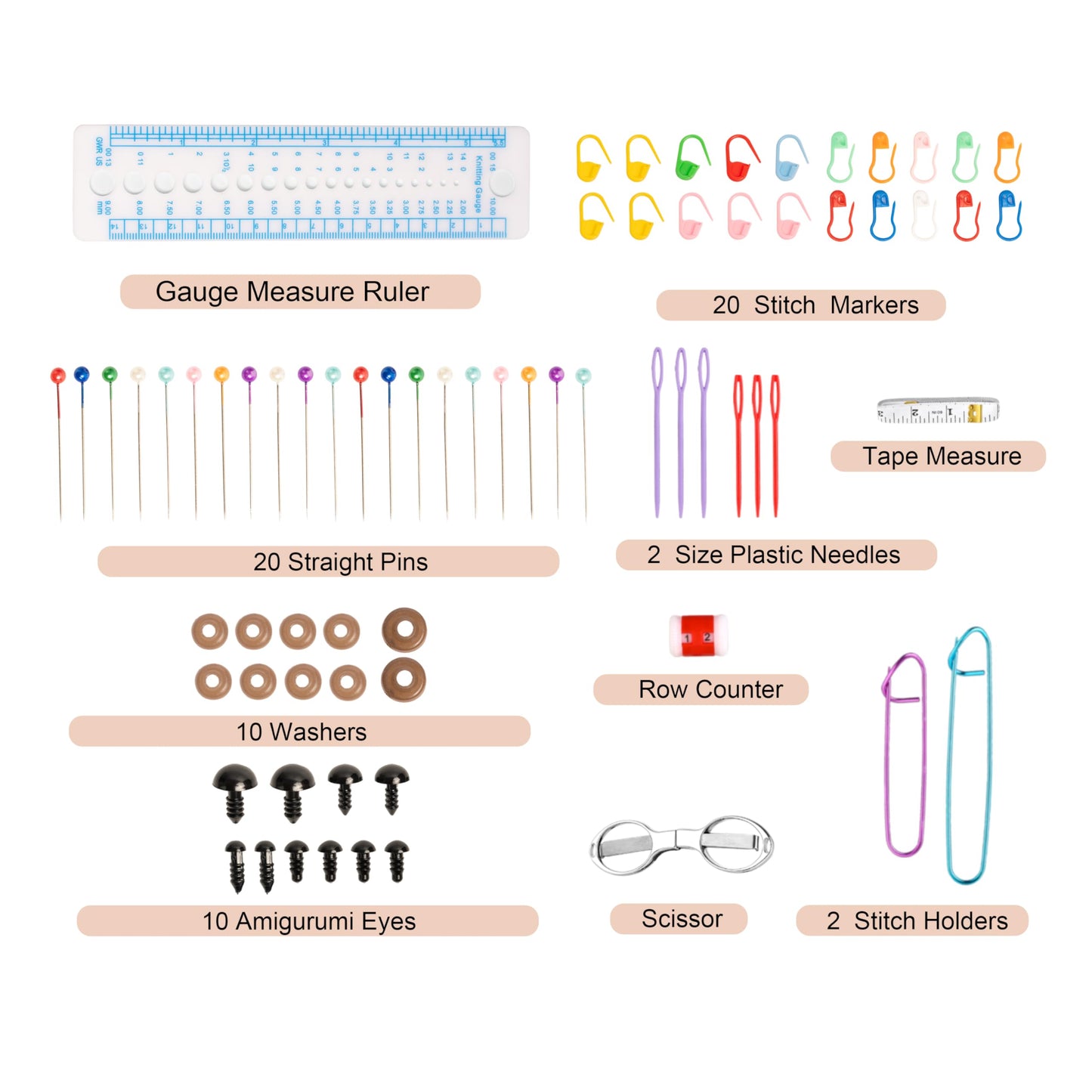 Crochet Hooks Kit with Case, 95-Piece, Ergonomic Crochet Needles Weave Yarn Kits DIY Hand Knitting Art Tools for Beginners and Experienced Crochet Lovers