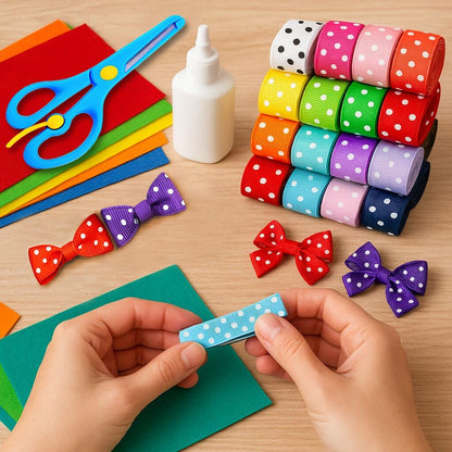 Grosgrain Ribbons for Crafts Gifts Wrapping 3/8" Boutique Polka Dot Fabric Ribbon 40yd (20 x 2yd)