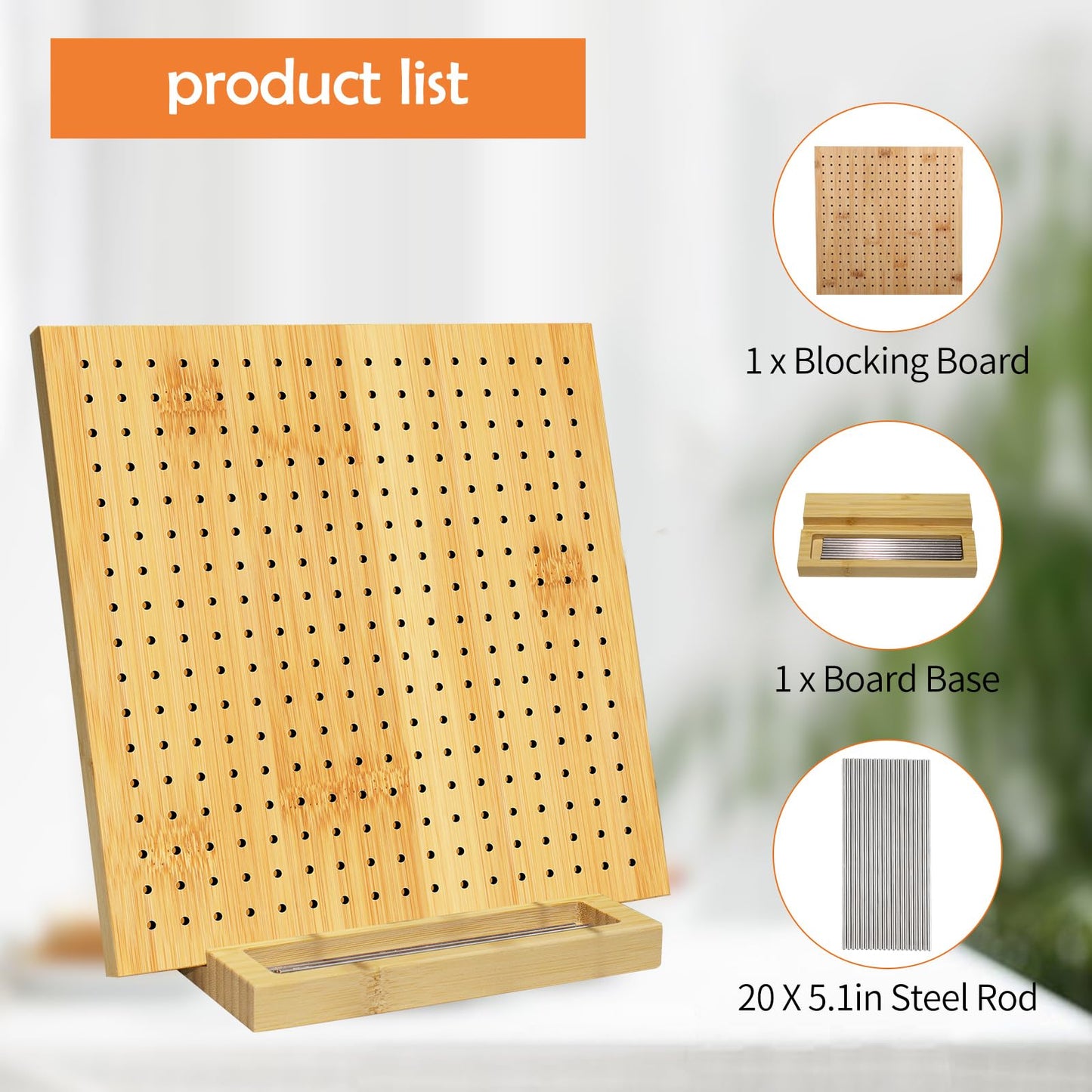 9x9 Inch Crochet Blocking Board with 20 Pins, Handcrafted Knitting Blocking Mat for Crochet Projects and Granny Squares, Gifts for Grandmothers, Mothers