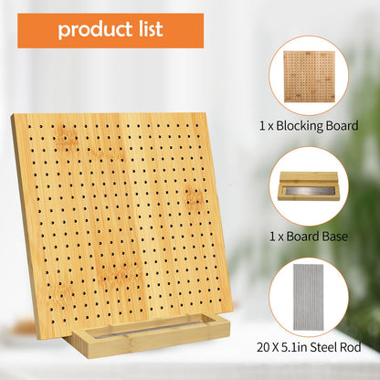 9x9 Inch Crochet Blocking Board with 20 Pins, Handcrafted Knitting Blocking Mat for Crochet Projects and Granny Squares, Gifts for Grandmothers, Mothers