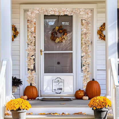 2 Pack Fall Decor Fall Garland with Lights Fall Decorations for Home, Lighted Maples Leaves Garland Total 13Ft 40LED Battery Operated Autumn Harvest Halloween Thanksgiving Decor Indoor Outdoor