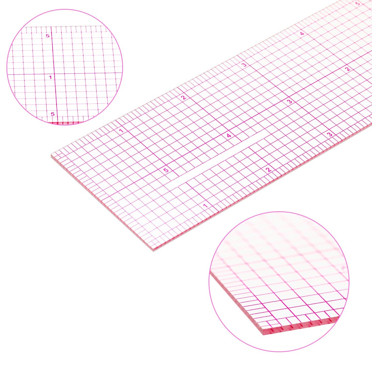 6 Pieces Clear Rulers Sewing Transparent,Plastic,Beveled,French Inch,Metric and L-Square Rulers Measuring Tool Set with 2 Grid Scales for Clothes Design