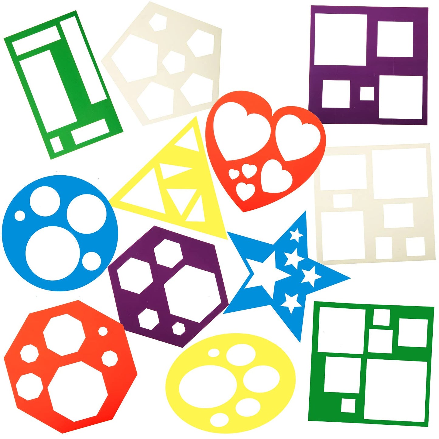 12 Pieces Geometric Stencils Template Set for Kids Children Simple Drawing Stencils Colorful Art Painting Template for Toddlers Preschooler Learning Tool (Cute Colors,4.9 x 5.1 Inch)
