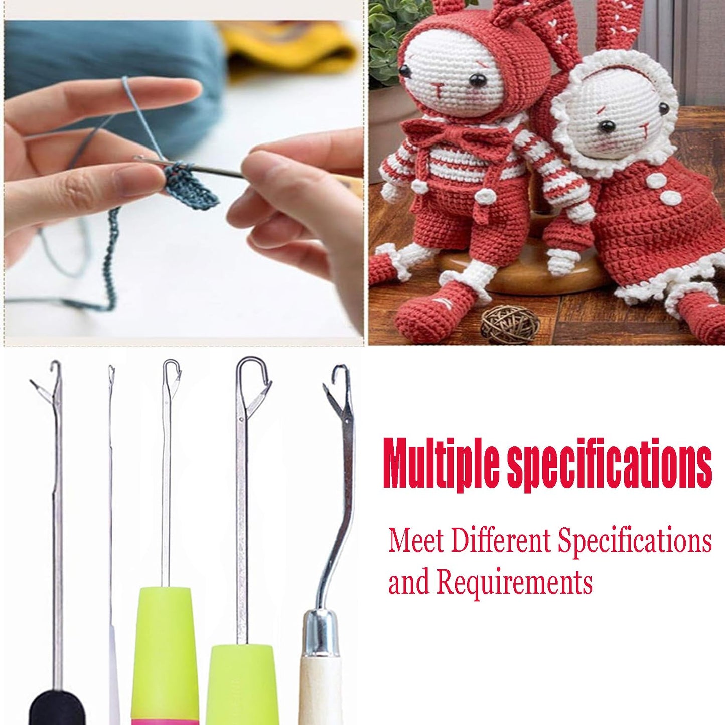 Pack of 5 Different Sizes Latch Hook Crochet Needle Hook Tools for Braid Hair, Scarf Carpet Making and Other Crafts