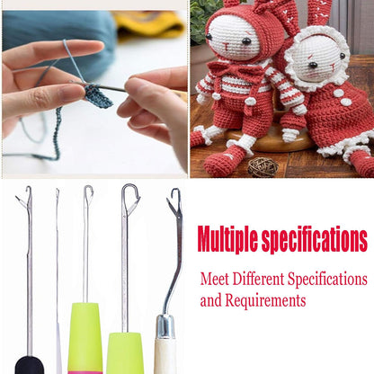Pack of 5 Different Sizes Latch Hook Crochet Needle Hook Tools for Braid Hair, Scarf Carpet Making and Other Crafts