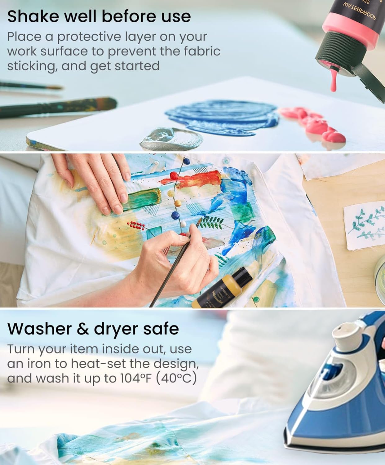 Permanent Fabric Paint, 26 Colors Soft Fabric Paint in Bottles (30ml/1oz) with Brushes, Palette,Non-Toxic Textile Paint for Creative DIY Clothes, T-Shirts, Shoes Art and Crafts