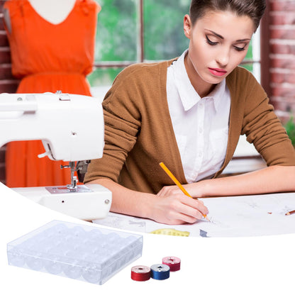 25 Pcs Bobbins for Sewing Machine, Sa156 Bobbins, Bobbins Class 15, Sewing Accessories, Plastic Bobbin with Case(1 Box)