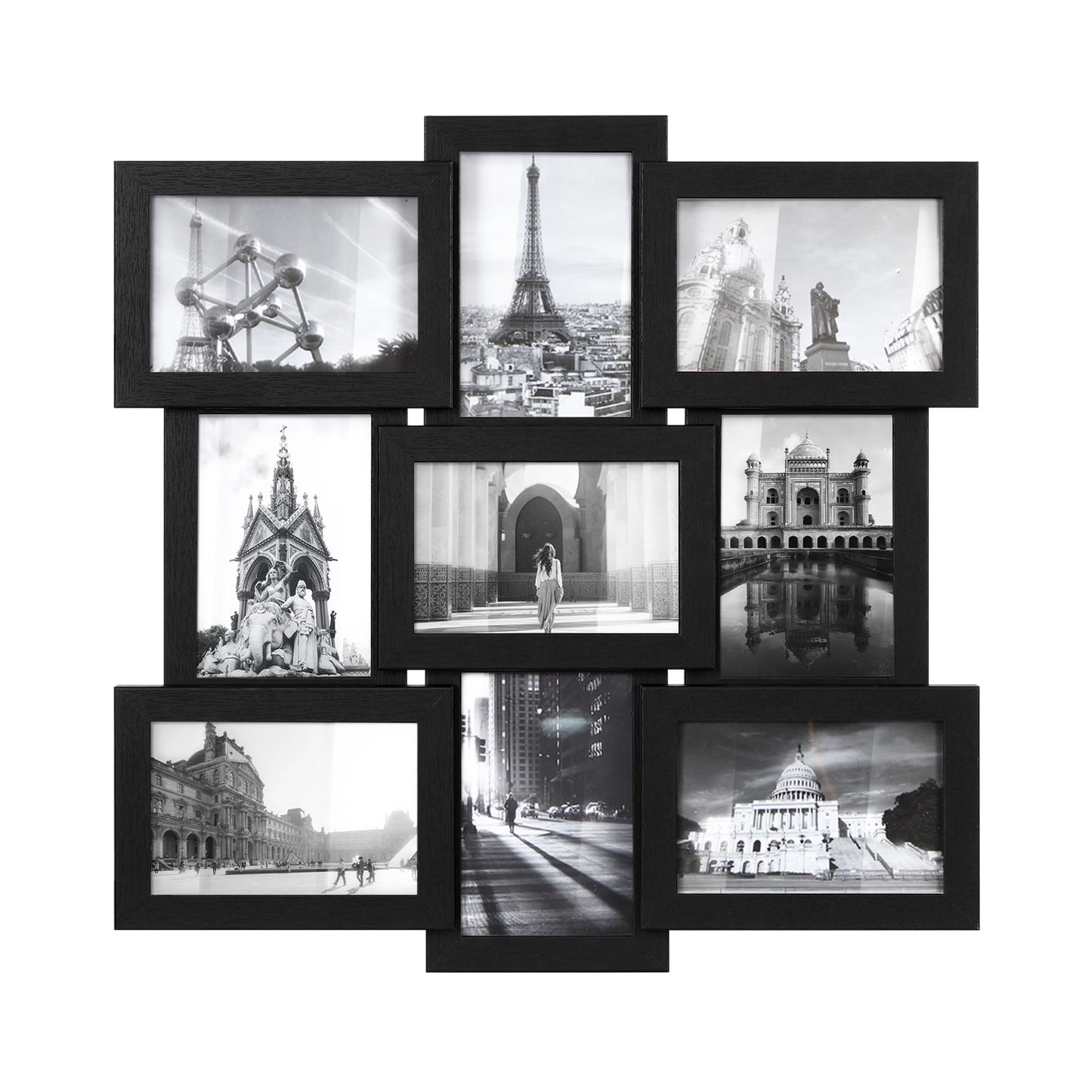 4x6 Collage Picture Frames for Wall Decor, 9 Pack Family Photo Collage Frame Set for Gallery, Glass Front, Assembly Required, Ink Black