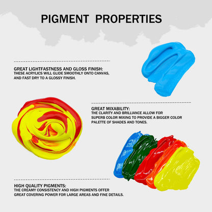 Acrylic Paint Set - 24 Colors, 2oz/59ml, Art Craft Paint for Canvas, Rocks, Wood, Fabric and Ceramic, Non-Toxic, Suitable for Artists, Students, Beginners and Adults