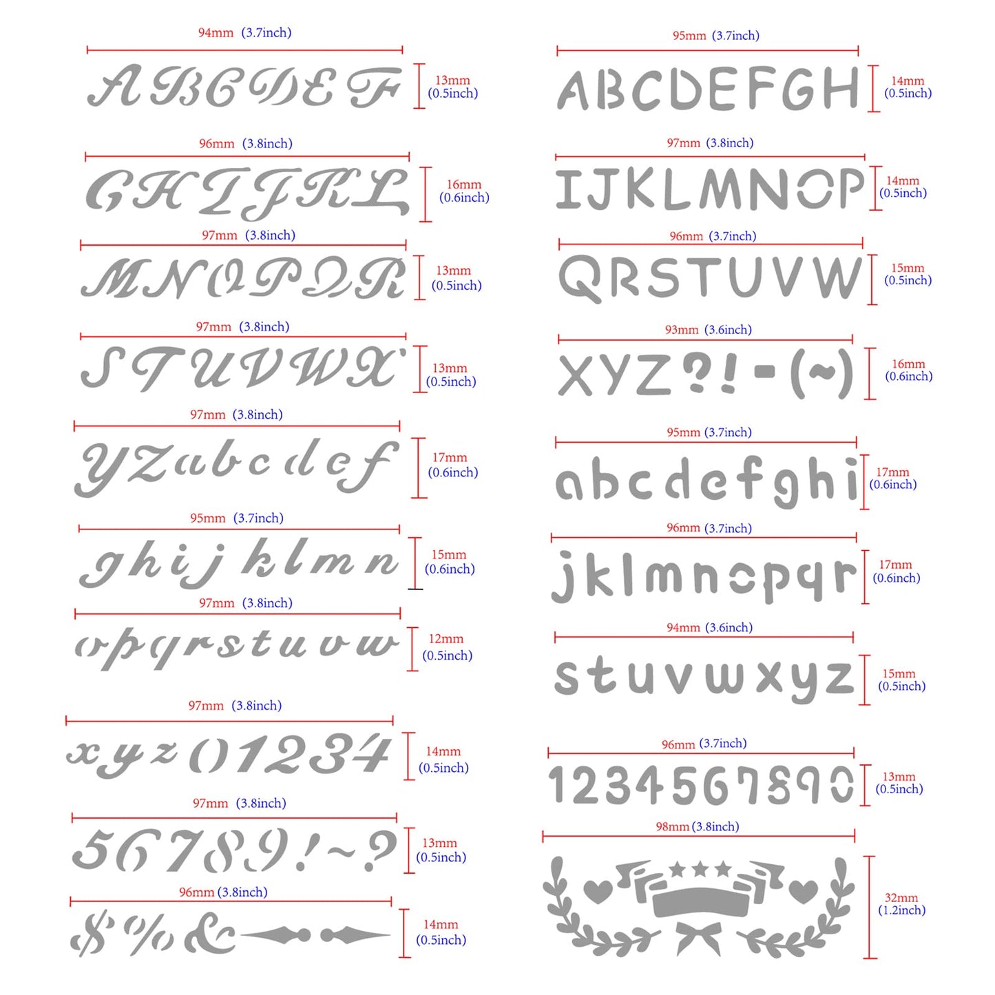 4PCS 4x7 Inch Metal Engraving Stencils Letter Number Metal Stencils for Wood Carving, Drawings and Woodburning, Engraving and Scrapbooking Project