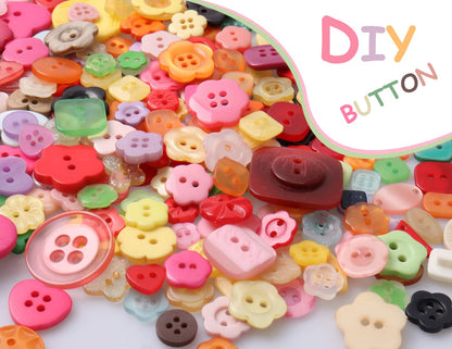 Buttons Resin Buttons 2 and 4 Holes Assorted Buttons for Sewing Crafts DIY Projects Button Painting Craft Buttons (Multiform)