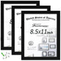 8.5x11 Picture Frames Set of 3, Made of Real High Definition Glass and Solid Frame to Display Certificate or Pictures 8.5x11,To Wall and Tabletop Mounting, black. (8.5x11'')