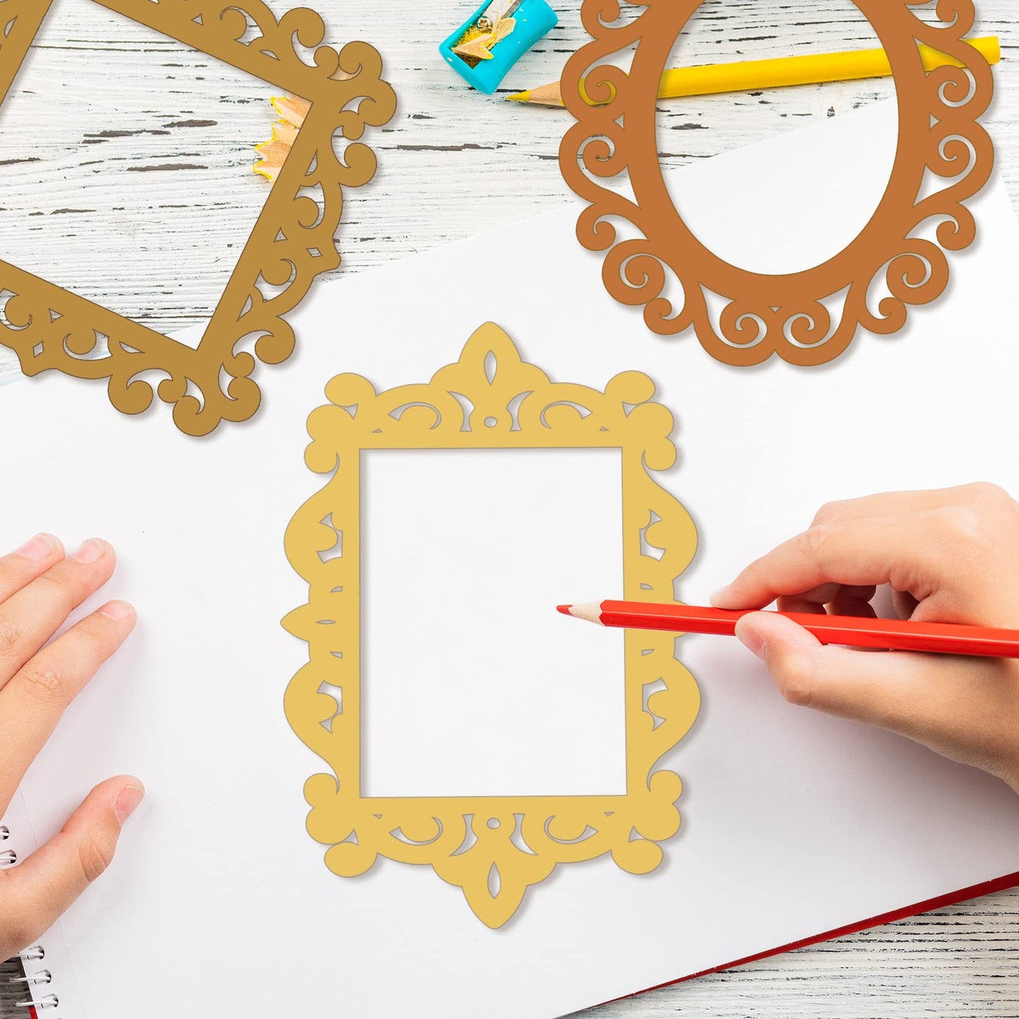 18 Pieces Wood Frames for Crafts Unfinished Wood DIY Picture Unfinished Picture Frames Ornament Craft with Ropes for DIY Christmas Tree Hanging Decor Photo Display 5.9 x 4.7 Inch