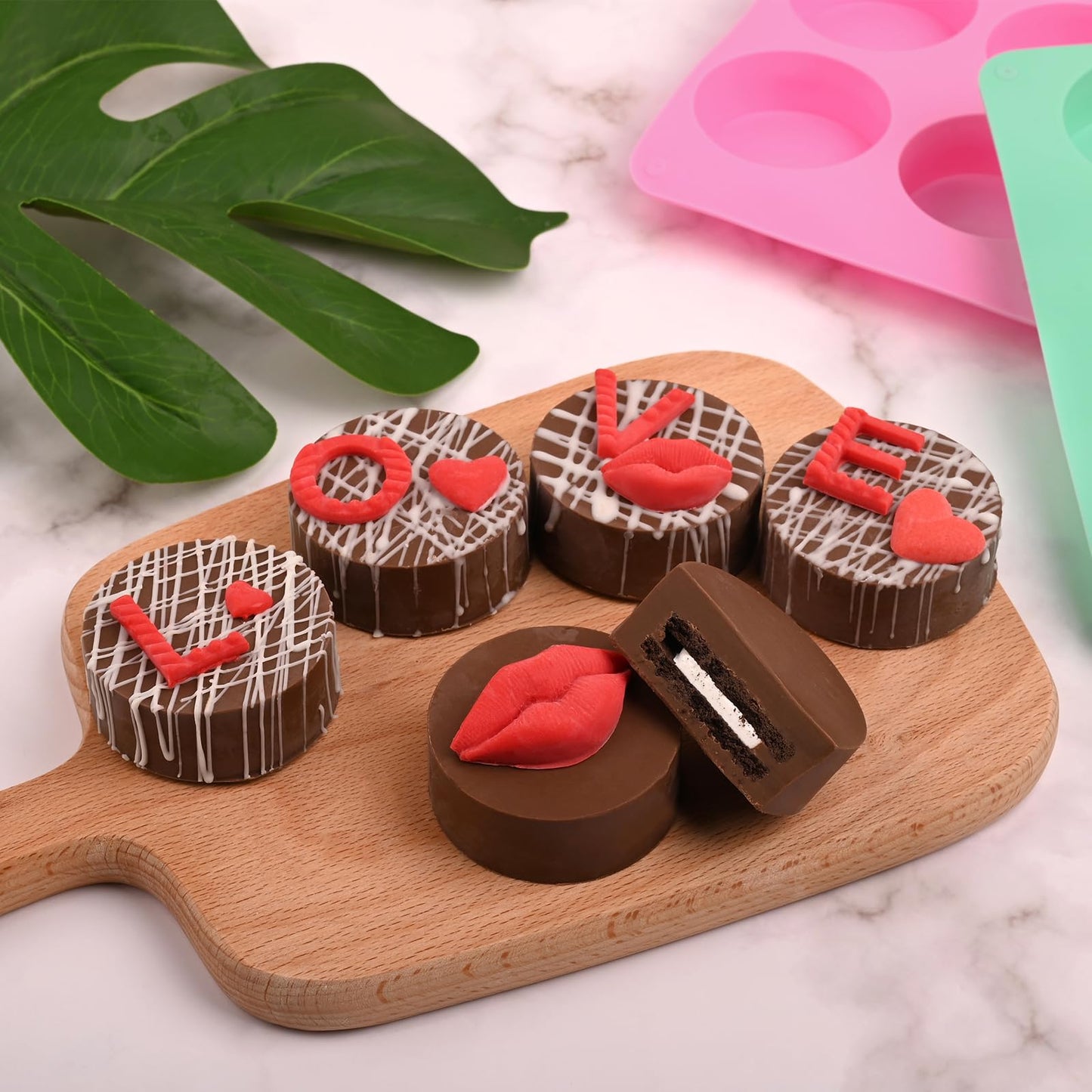 Round Chocolate Cookie Molds, New Size 12-Cavity Cylinder Chocolate Cover Cookie Silicone Molds for Candy Mini Cakes Jelly Baking（2 Pack）