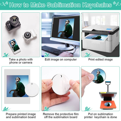 120Pcs Sublimation Keychain Blanks Bulk, DIY MDF 4 Shape Sublimation Blank Keychain with Keyrings, unisex-adult Double-Sided Printed Heat Transfer Keychain, White