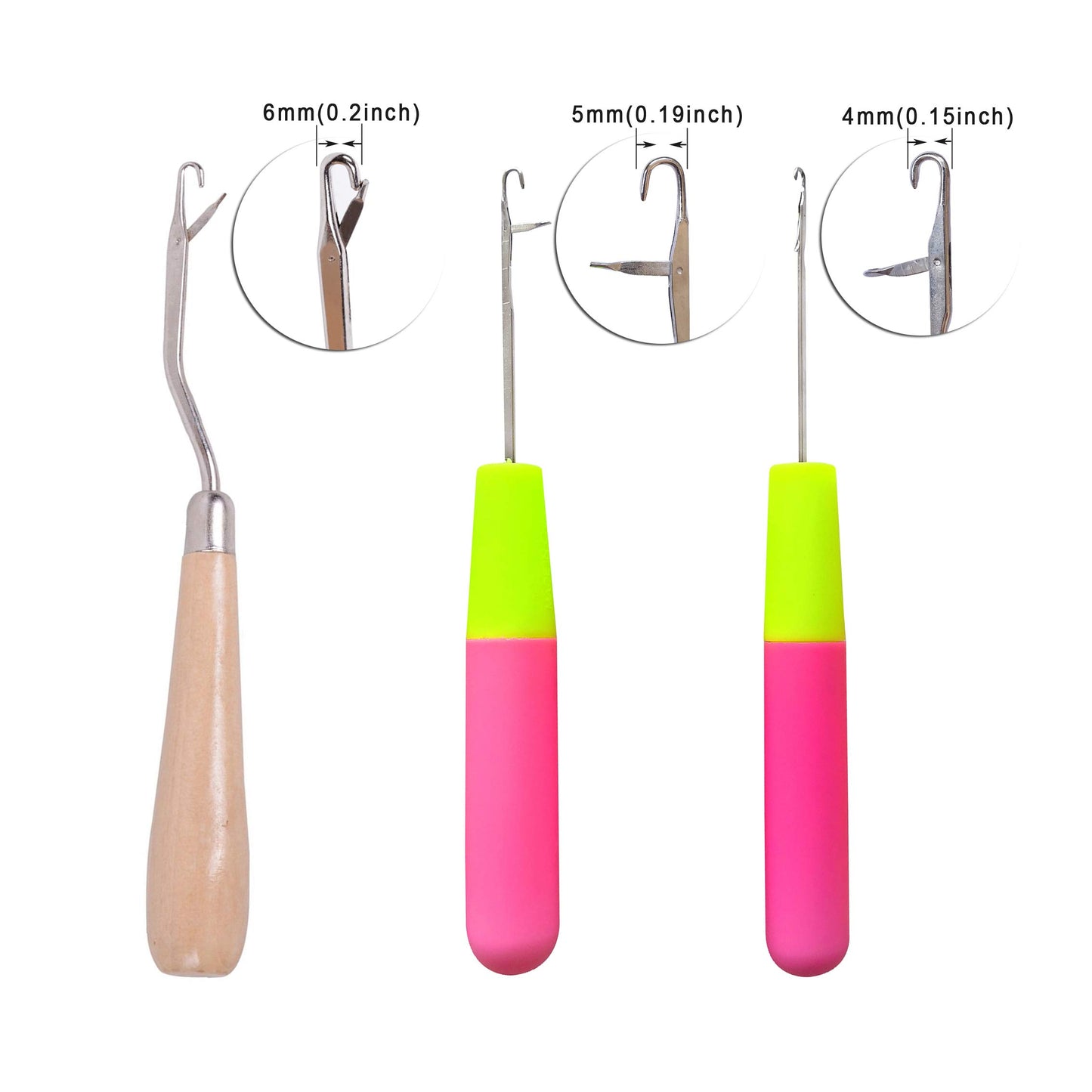 5 Different Sizes Latch Hook Crochet Needle Set Hair Crochet Hook Tools for Hair Braiding, Scarf & Rug Making and Crafts DIY