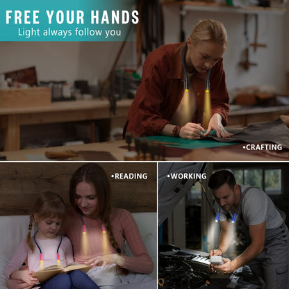 Lightweight Neck Reading Light - 3 Colors, 9 Brightness Levels. Rechargeable & Hand - Free. for Reading in Bed, Knitting, Crocheting, Sewing & Crafts, with Long - Lasting and Portable Design