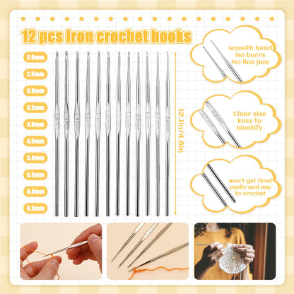 54 Pcs Crochet Hooks Set, Crochet Needles Set with Purple Storage Case, Ergonomic Knitting Needles Blunt Needles Stitch Marker DIY Hand Knitting Craft Art Tools for Beginners