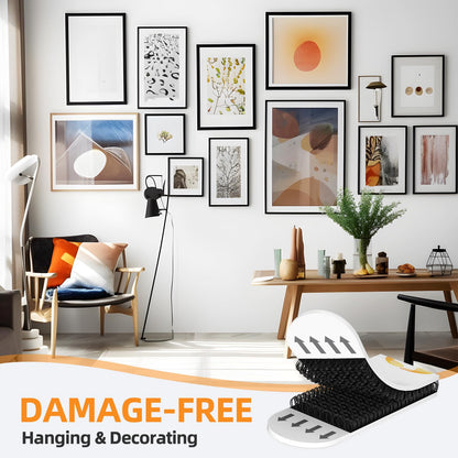 Picture Hanging Strips Heavy Duty(M/12Lbs) 28Pairs/56 Strips Damage Free Wall Picture Hangers Without Nails, Removable Refill Adhesive Strips for Wall Posters Home Decor, Medium, Black